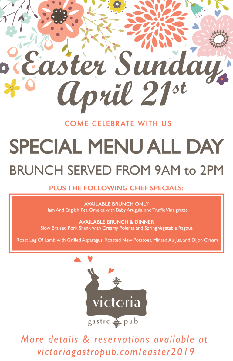 Easter Brunch & Dinner Specials at the Pub - Victoria